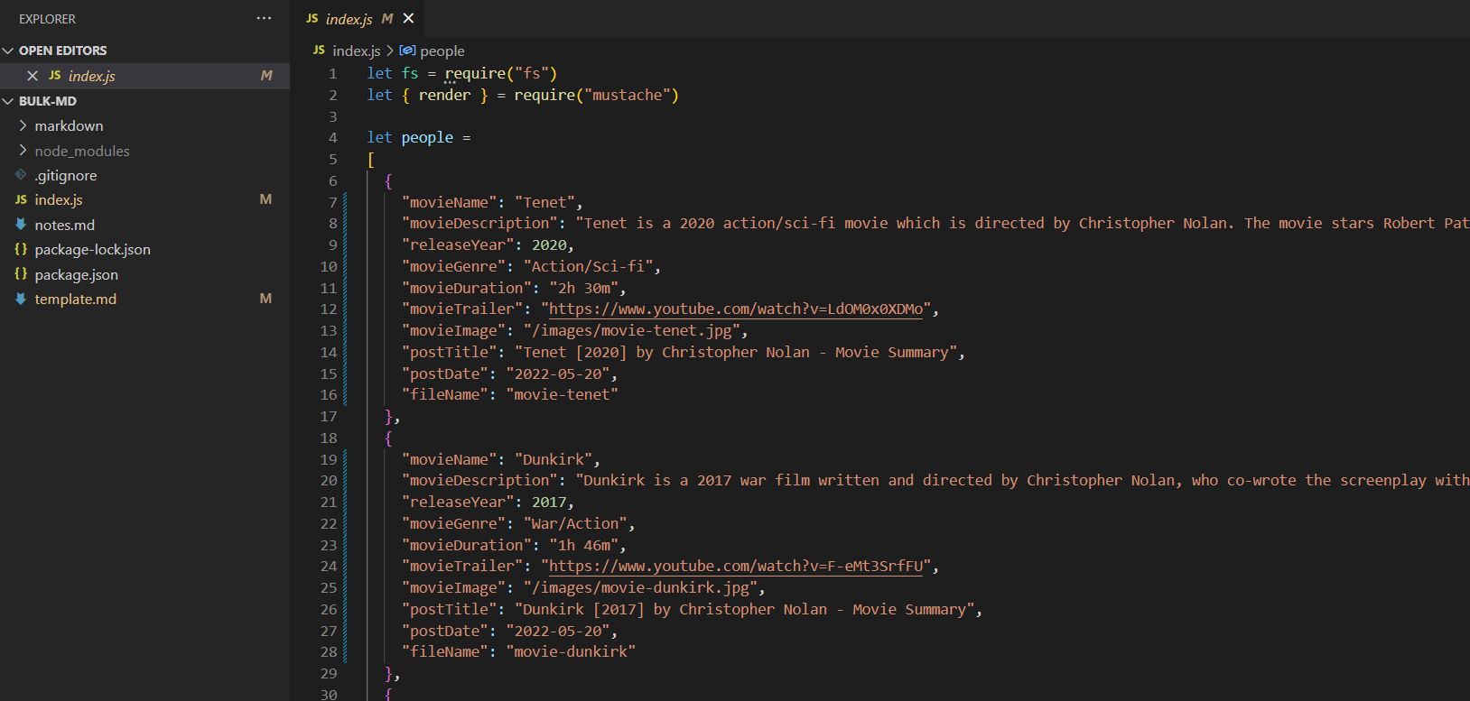 index.js JSON data