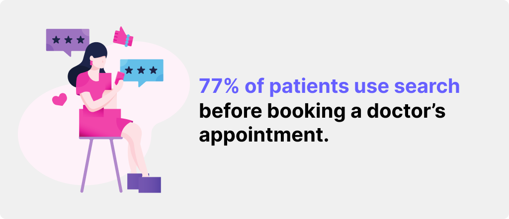 Patients use search before booking an appointment
