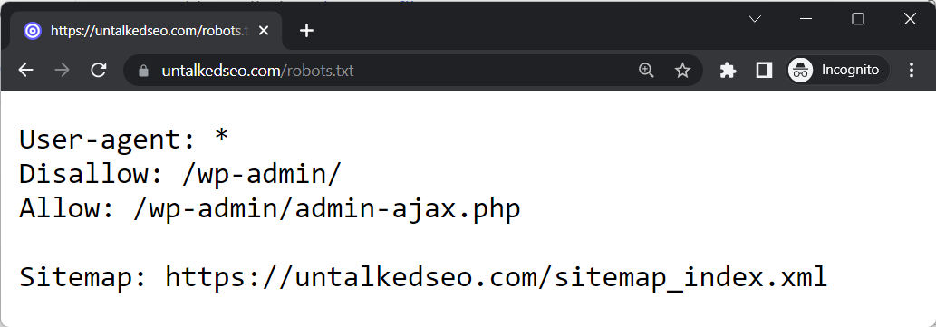 UntalkedSEO's robots.txt file