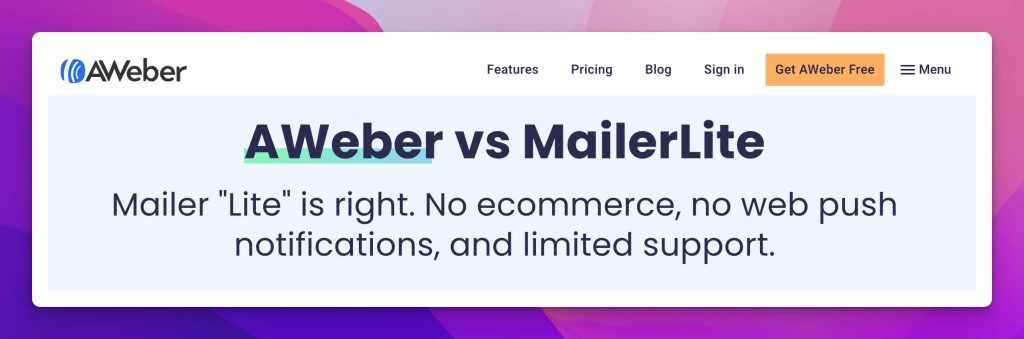 Email Marketing Comparison for Aweber